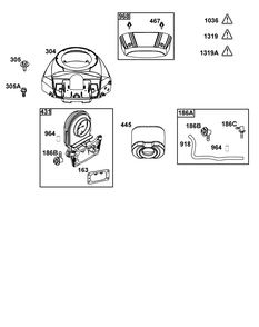 Blower Housing And Air Cleaner Group Diagram and Parts List for 44S977-0050-G1 400000 - 699999 Briggs and Stratton Engine